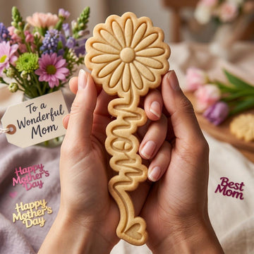 Mom Daisy Cookie Cutter and Stamp, Mother's Day Flower Cookie Cutter, Daisy Mommy Floral Cookie Stamp