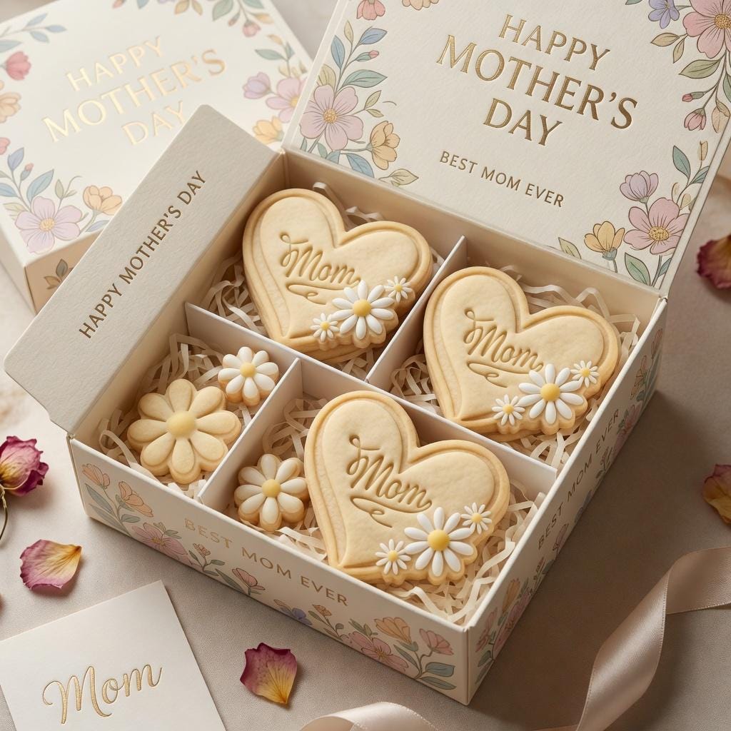 Mom Heart Daisy Cookie Cutter and Stamp, Mother's Day Floral Cookie Cutter, Mama Daisy Heart Cookie Stamp