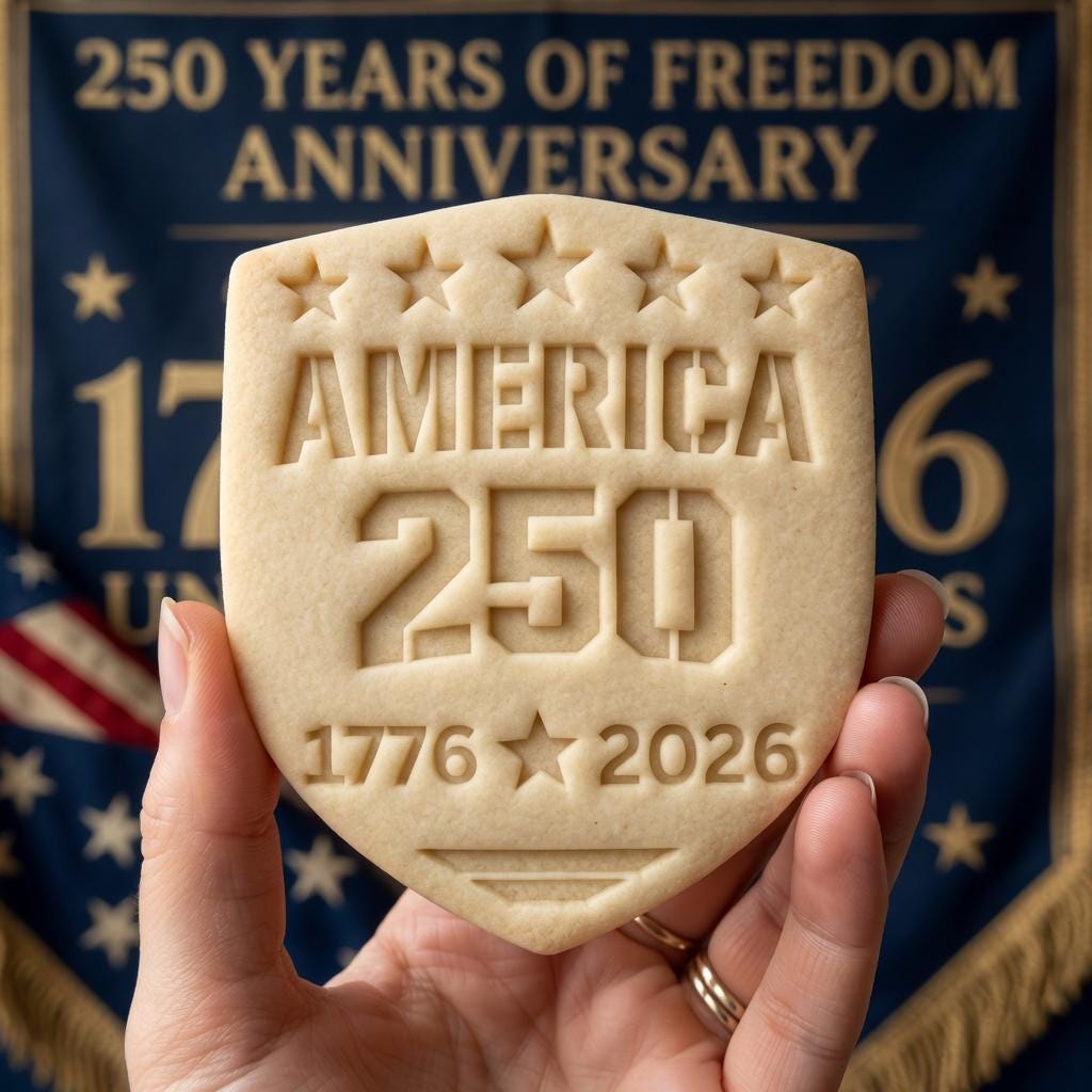 American 250 Shield Cookie Cutter and Stamp, 1776-2026 Anniversary Cookie Cutter, Independence Day 250 Years Cookie Stamp