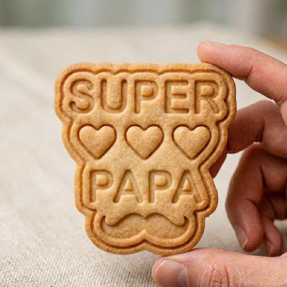 Super Papa Heart Cookie Cutter, Mustache Dad Plaque Stamp, Polymer Clay Cutter, Father's Day Love Gift Mold, Super Dad Tool, Polyclay Cutter