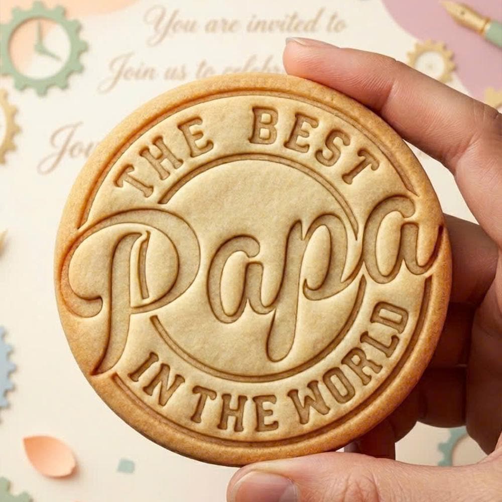 The Best Papa In The World Cookie Cutter, Circular Father's Day Stamp, Polymer Clay Cutter, Dad Award Mold, Papa Plaque Tool, Polyclay