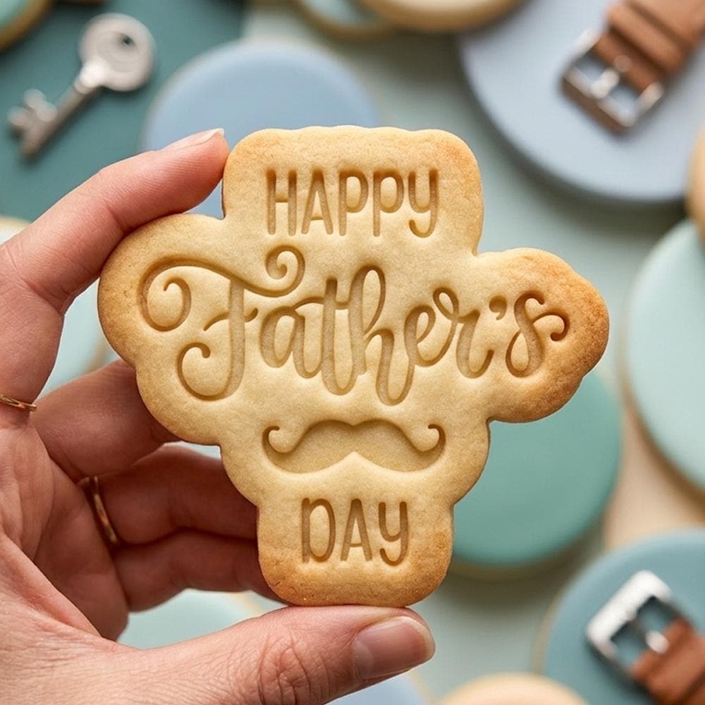 Happy Father's Day Cookie Cutter, Mustache Dad Stamp, Polymer Clay Cutter, Father's Day Plaque Mold, Dad Birthday Tool, Polyclay DIY Craft