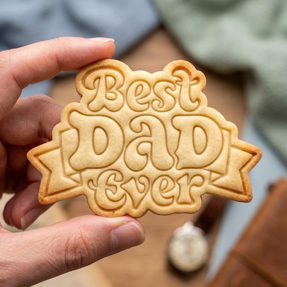 Best Dad Ever Cookie Cutter, Retro Ribbon Dad Stamp, Polymer Clay Cutter, Father's Day Gift Mold, Papa Plaque Tool, Polyclay DIY Craft Tool