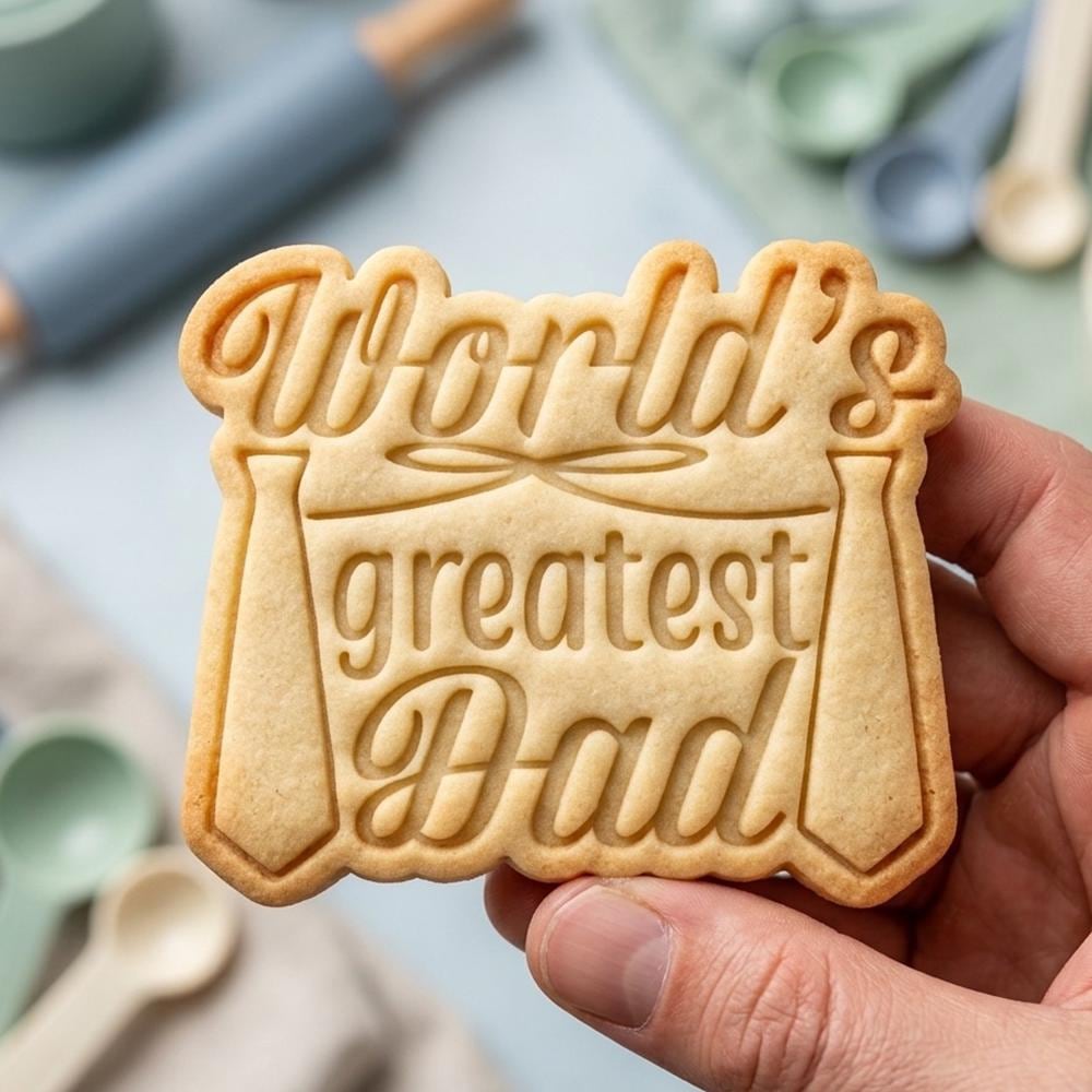 World's Greatest Dad Cookie Cutter, Necktie Father's Day Stamp, Polymer Clay Cutter, Dad Birthday Gift Mold, Papa Plaque Tool, Polyclay DIY