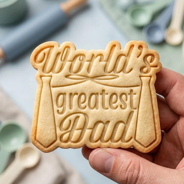 World's Greatest Dad Cookie Cutter, Necktie Father's Day Stamp, Polymer Clay Cutter, Dad Birthday Gift Mold, Papa Plaque Tool, Polyclay DIY