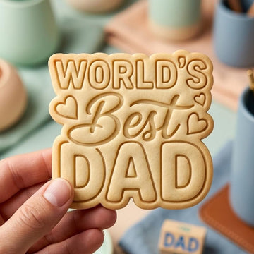 World's Best Dad Cookie Cutter, Heart Father's Day Stamp, Polymer Clay Cutter, Dad Birthday Gift Mold, Papa Plaque Tool, Polyclay DIY Craft