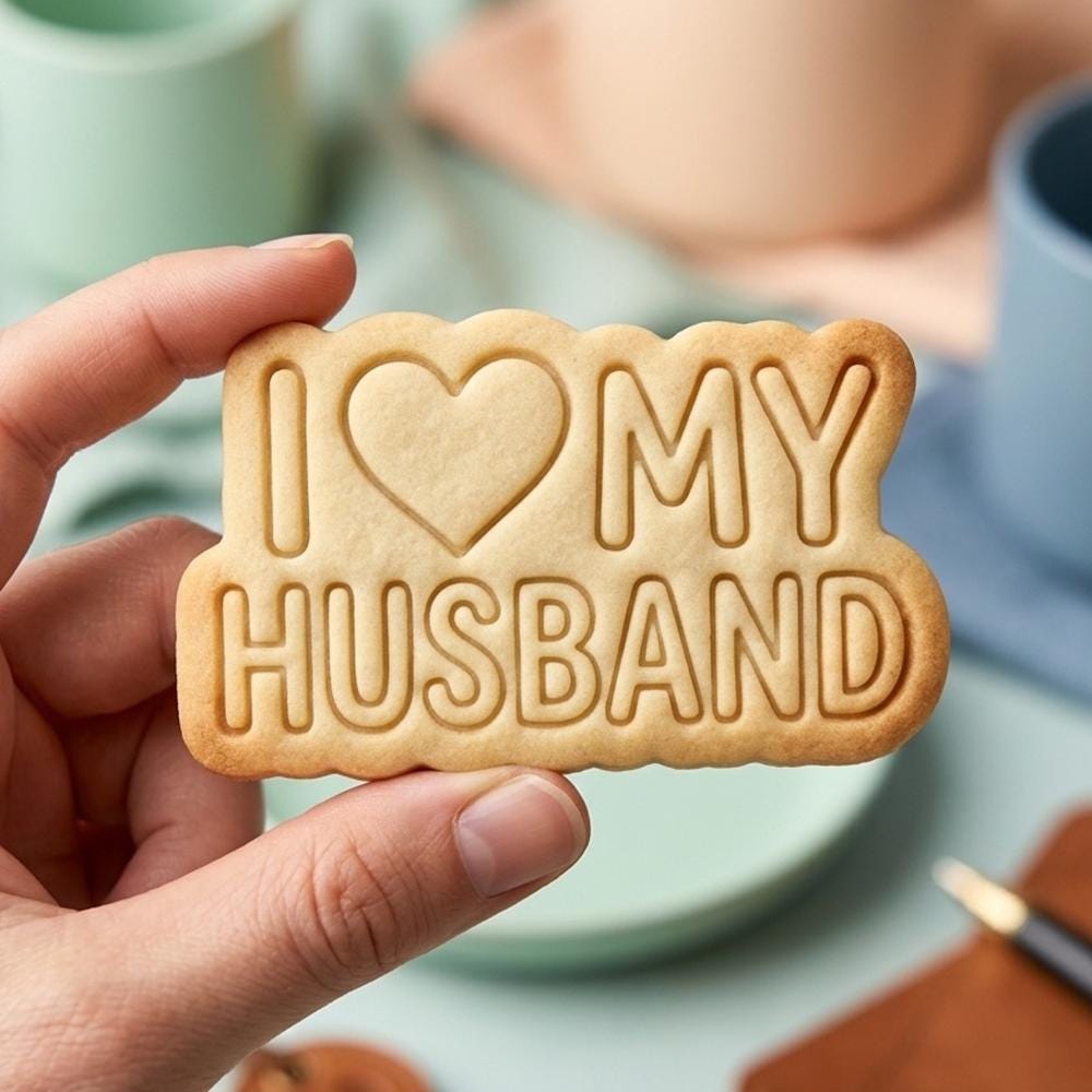 I Love My Husband Cookie Cutter, Heart Plaque Stamp, Polymer Clay Cutter, Anniversary Gift Mold, Husband Birthday Tool, Polyclay DIY Craft