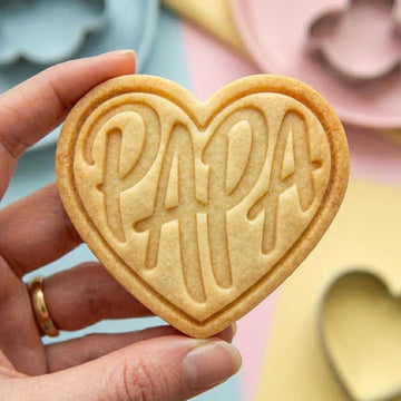 Papa Heart Cookie Cutter, Script Papa Lettering Stamp, Polymer Clay Cutter, Father's Day Gift Mold, Love Papa Tool, Polyclay DIY Craft Tool