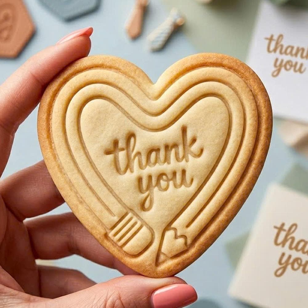 Thank You Teacher Cookie Cutter, Pencil Heart Stamp, Polymer Clay Cutter, Appreciation Gift Mold, Heart Plaque Tool, Polyclay DIY Craft Tool