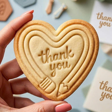 Thank You Teacher Cookie Cutter, Pencil Heart Stamp, Polymer Clay Cutter, Appreciation Gift Mold, Heart Plaque Tool, Polyclay DIY Craft Tool