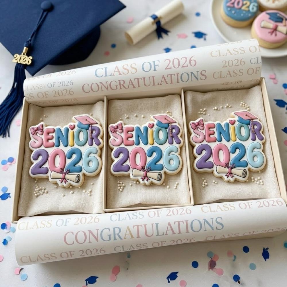 Senior 2026 Cookie Cutter and Stamp, Class of 2026 Graduation Cookie Cutter, Cute Grad Cap Diploma Cookie Stamp