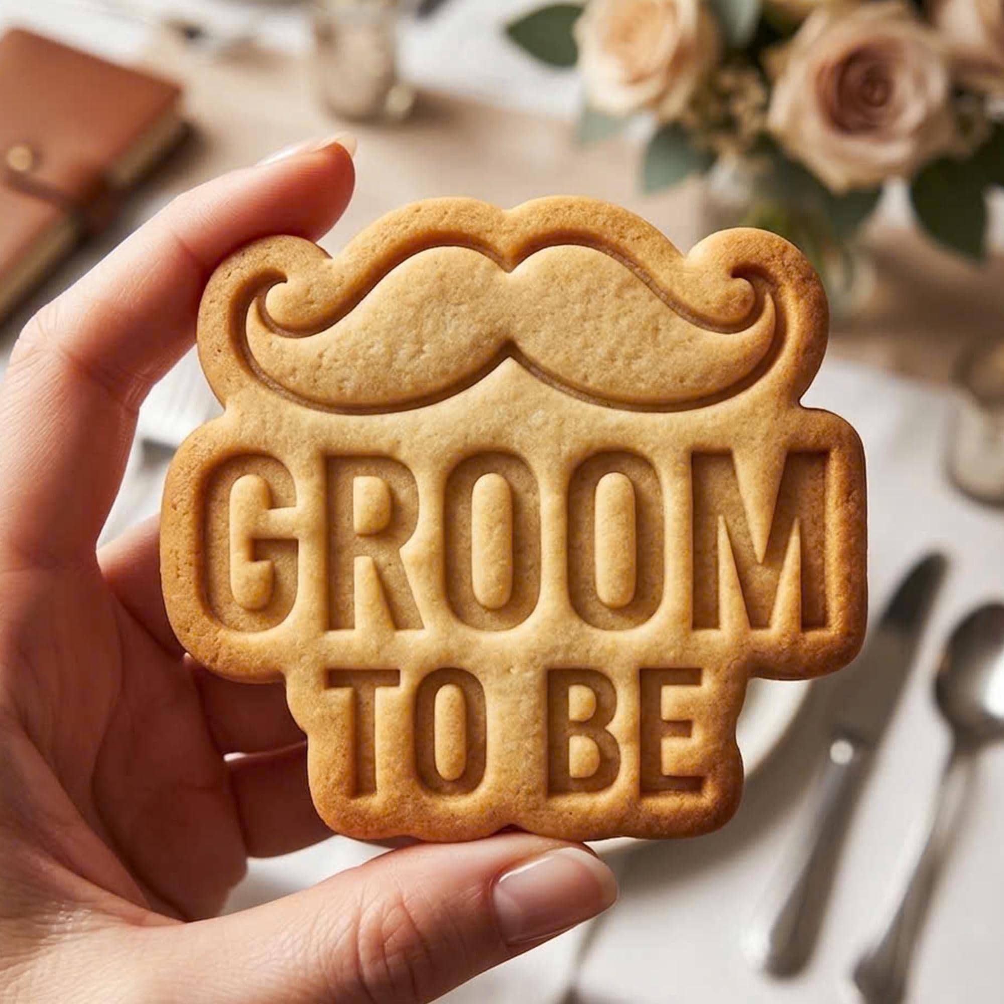 Groom To Be Cookie Cutter, Mustache Bachelor Stamp, Polymer Clay Cutter, Wedding Engagement Gift Mold, Groom Plaque Tool, Polyclay DIY