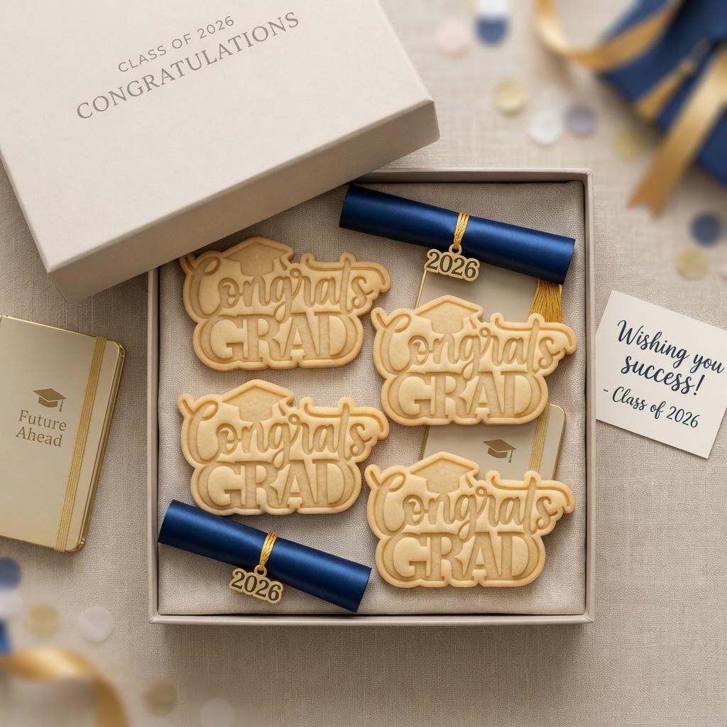 Congrats Grad Cookie Cutter and Stamp, Graduation Cap Cookie Cutter, Class of 2026 Cookie Stamp