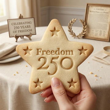 Freedom 250 America Cookie Cutter and Stamp, 250 Years of Freedom Cookie Cutter, Patriotic Star Cookie Stamp, Independence Day Cookie Cutter