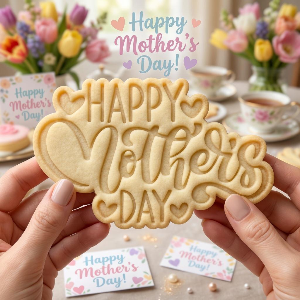 Happy Mother's Day Cookie Cutter and Stamp, Mom Heart Cookie Cutter, Mommy Cookie Stamp