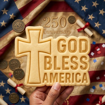 God Bless America Cross Cookie Cutter and Stamp, Christian Patriotic Cookie Cutter, Independence Day Faith Cookie Stamp