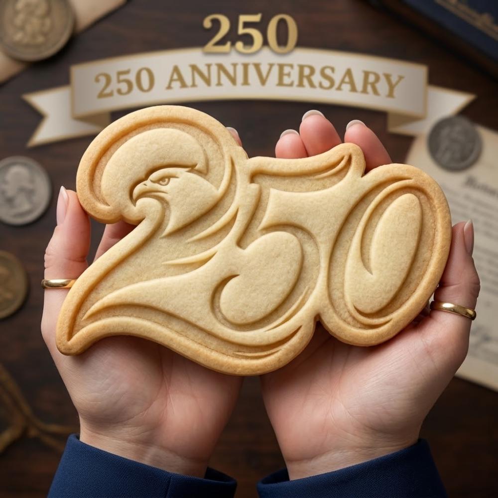 America 250 Eagle Heart Cookie Cutter and Stamp, Patriotic Eagle 250 Cookie Stamp, 1776-2026 Independence Day Cookie Cutter
