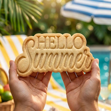 Hello Summer Cookie Cutter Stamp Set, Summer Party, Tropical Vacation Baking, Summer Baking, Beach Day Cookie, Summer Gift, Clay Cutter
