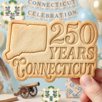 Connecticut State Cookie Cutter, CT 250th Anniversary Stamp, Polymer Clay Cutter, Patriotic 2026 Gift Mold, Connecticut Map Plaque