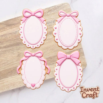 Plaque With Bow Cookie Cutter, Baby Showers, Birthday Cookie, Birthday Gifts, Baby Girl Cutter, Fondant Cutter, Baby Cutter, Bow Cutter