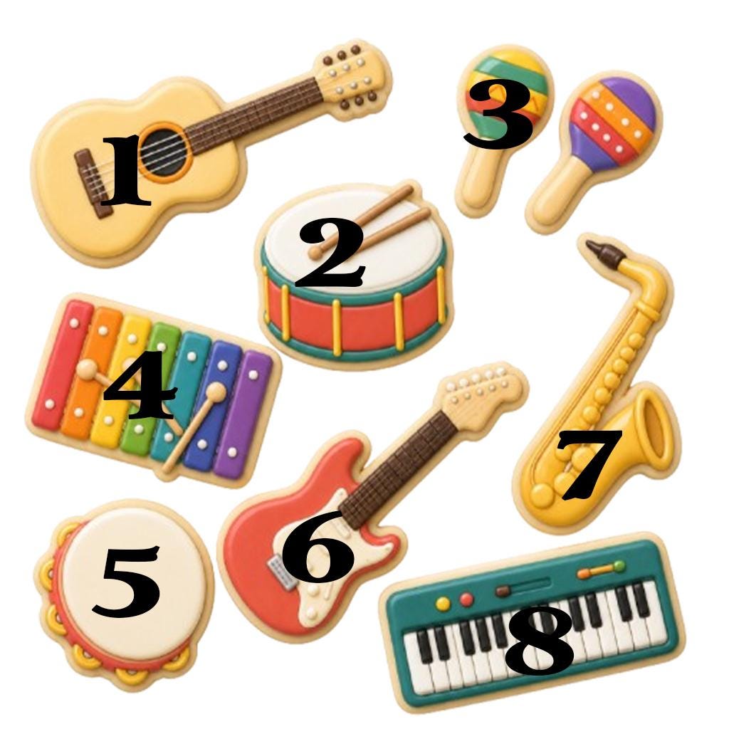 Musical Instrument Cookie Cutter Set, Music Notes Cutter, Guitar Cutter, Fondant Cutter, Baby Shower Cookie, Birthday Gift, Music Baking