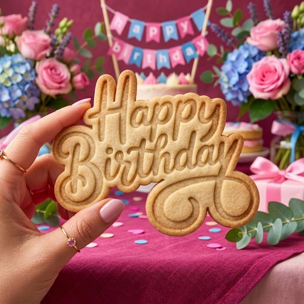 Happy Birthday Cookie Cutter Stamp Set, Baby Gift, Baby Shower Cookie Cutters, Custom Cookie Cutter Stamp, Birthday Baking, Baby Cutter