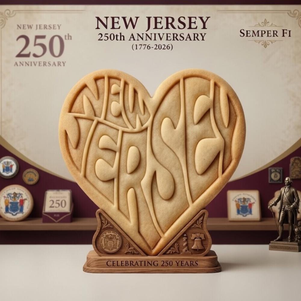 NEW JERSEY Heart Cookie Cutter & Stamp, 250th Anniversary Cookie Stamp, Independence Day 1776-2026 Holiday Cookie Cutter