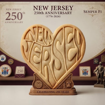 NEW JERSEY Heart Cookie Cutter & Stamp, 250th Anniversary Cookie Stamp, Independence Day 1776-2026 Holiday Cookie Cutter