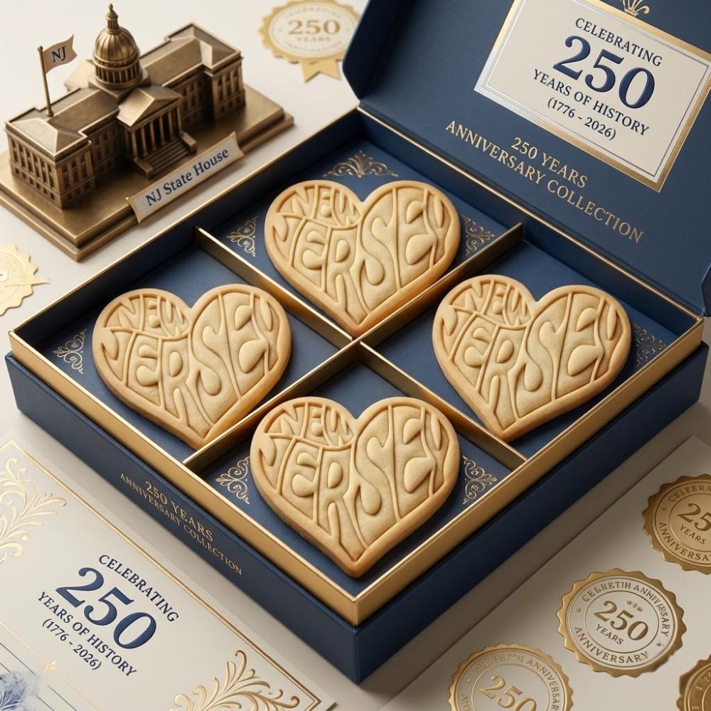 NEW JERSEY Heart Cookie Cutter & Stamp, 250th Anniversary Cookie Stamp, Independence Day 1776-2026 Holiday Cookie Cutter