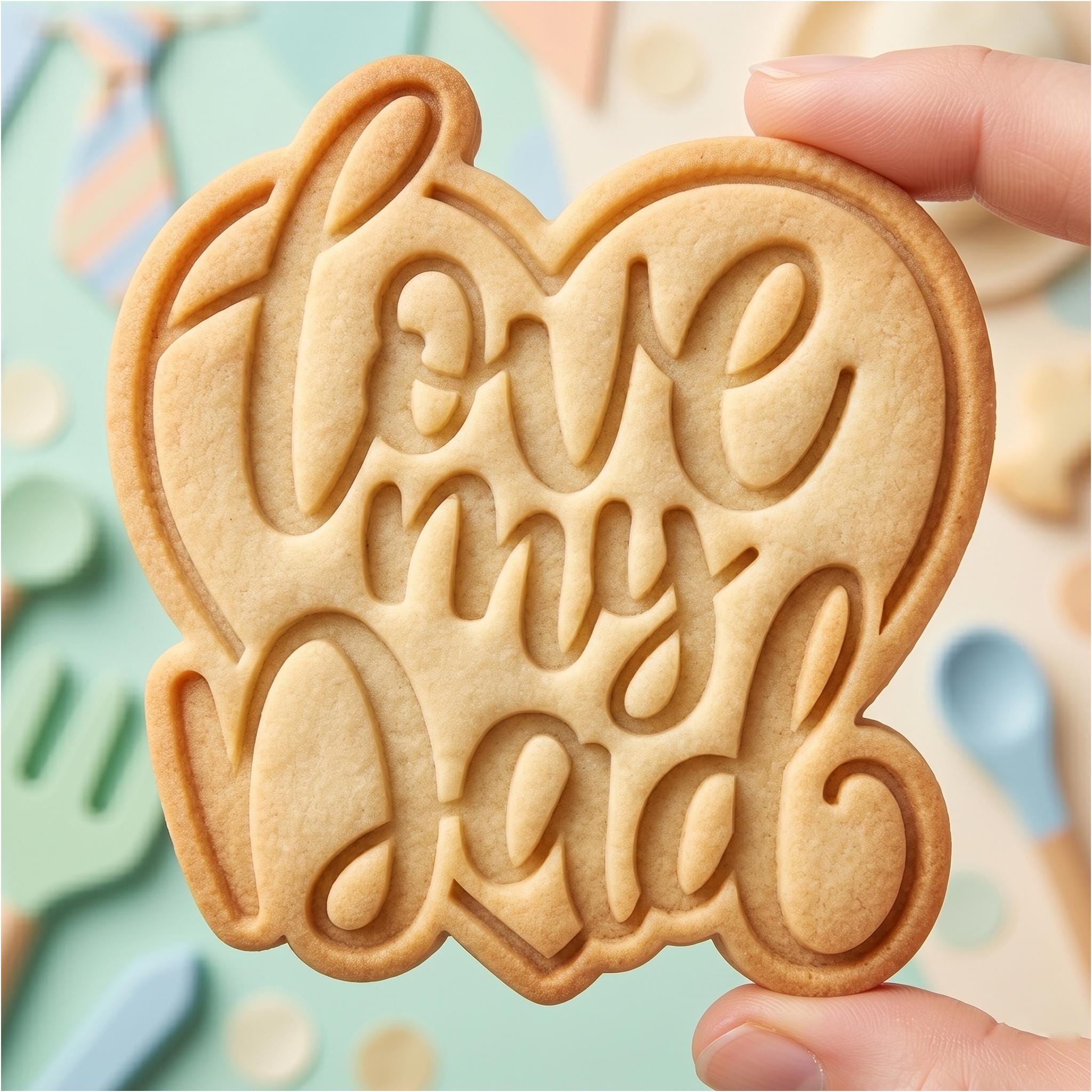 Love My Dad Cookie Cutter, Father's Day Heart Stamp, Polymer Clay Cutter, Dad Birthday Gift Mold, Love Heart Plaque, Polyclay DIY
