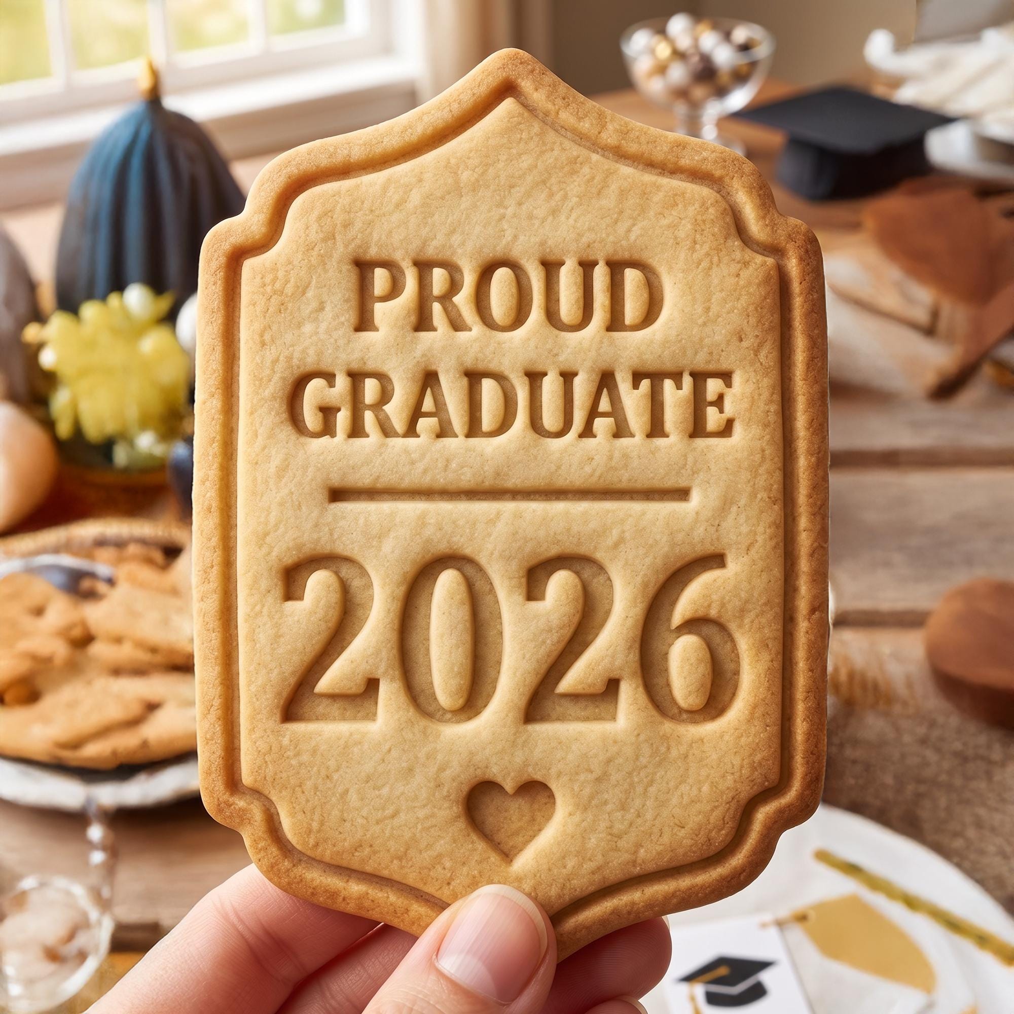 Proud Graduate 2026 Cookie Cutter, Class of 2026 Shield Stamp, Polymer Clay Cutter, Senior Graduation Gift Mold, Grad Plaque, Polyclay DIY
