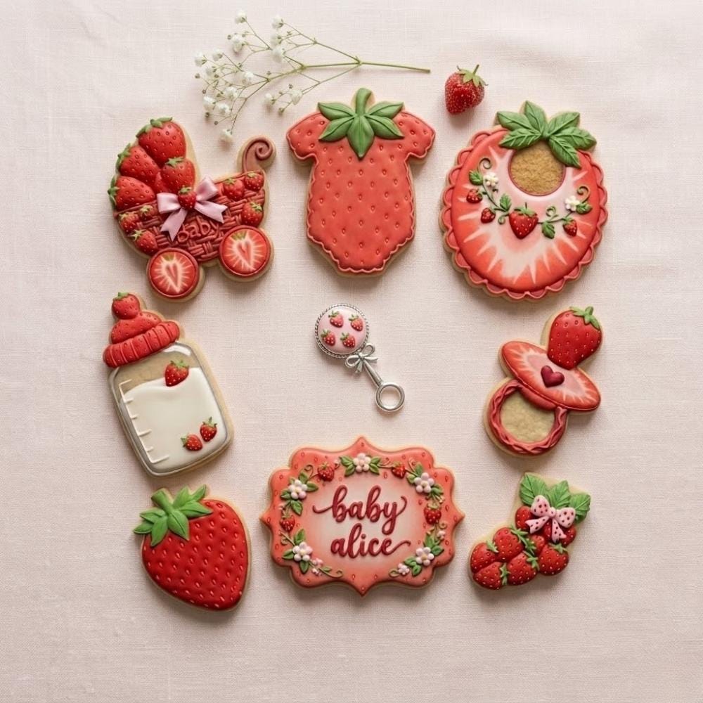 Strawberry Baby Shower Cookie Cutter Set, Baby Girl Birthday Strawberry Cookie Cutter, Newborn 1st Birthday Strawberry Cutter Set