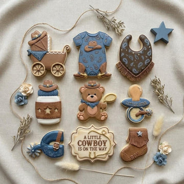Cowboy Baby Shower Cookie Cutter Set, Western Baby Boy Cookie Cutter, Newborn Western Baby Cutter Set