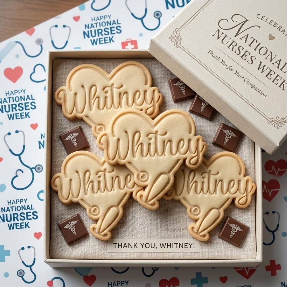 Custom Name Nurse Heart Stethoscope Cookie Cutter & Stamp, Happy National Nurses Week Cookie Cutter, Nurses Week Gift Stamp