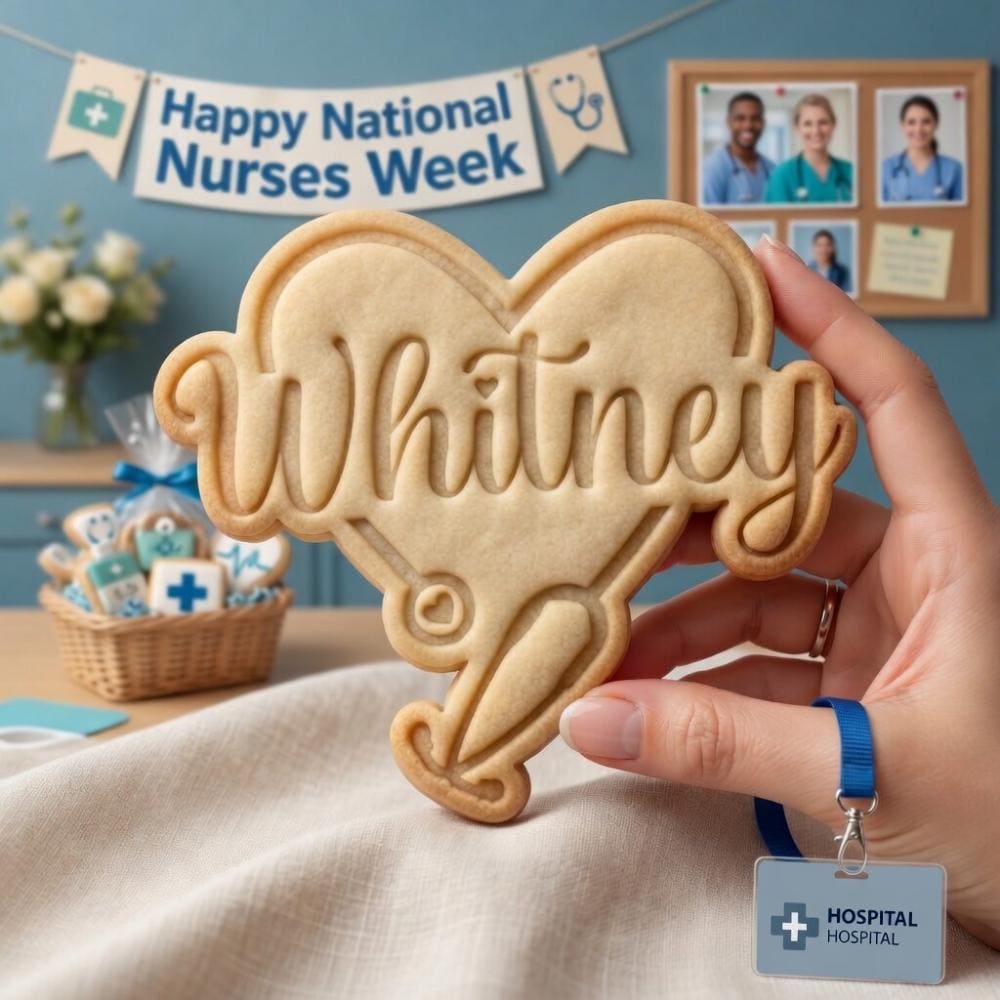 Custom Name Nurse Heart Stethoscope Cookie Cutter & Stamp, Happy National Nurses Week Cookie Cutter, Nurses Week Gift Stamp