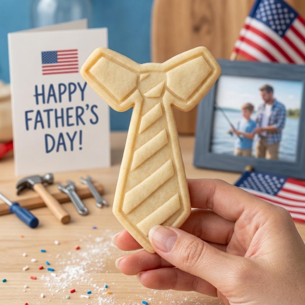 Dad Necktie Cookie Cutter and Stamp, Happy Father’s Day Cookie Cutter, Daddy Gift Cookie Stamp, Tie Shape Papa Cookie Cutter