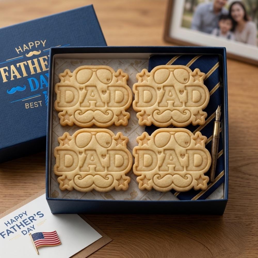 Dad Mustache Sunglasses Cookie Cutter & Stamp, Happy Father’s Day Cookie Cutter, Dad Gift Cookie Stamp