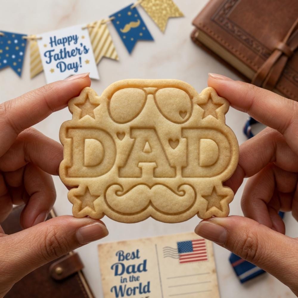 Dad Mustache Sunglasses Cookie Cutter & Stamp, Happy Father’s Day Cookie Cutter, Dad Gift Cookie Stamp