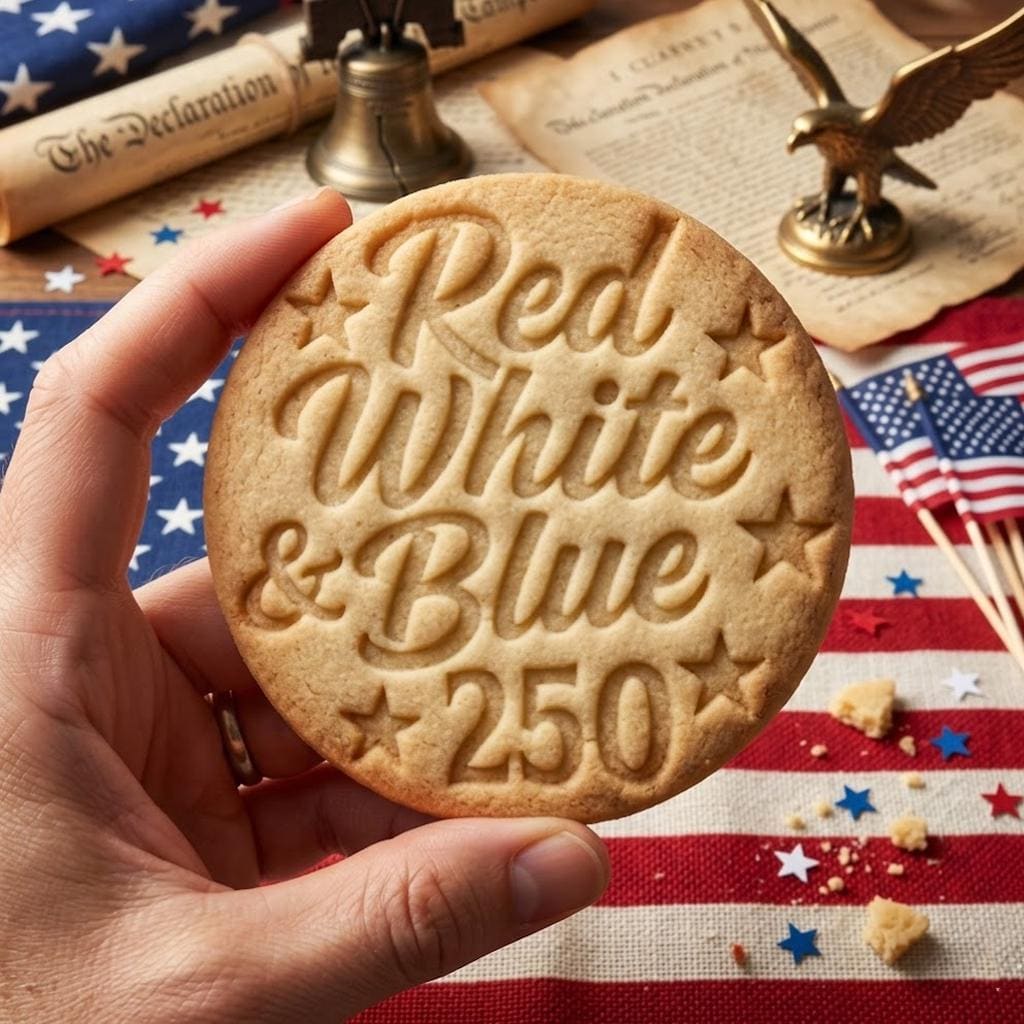 Red White & Blue 250 America Cookie Cutter Stamp, 250th Anniversary Cookie Stamp, Patriotic Baking, 250 Years of Freedom, 4th Of July Cookie