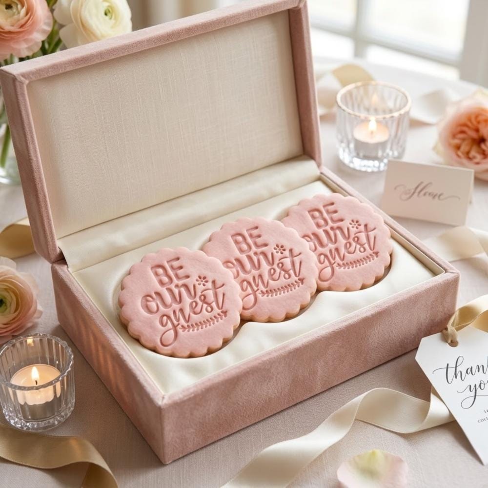 Be Our Guest Cookie Cutter & Stamp, Wedding Reception Cookie Mold, Bridal Shower Fondant Cookie Stamp