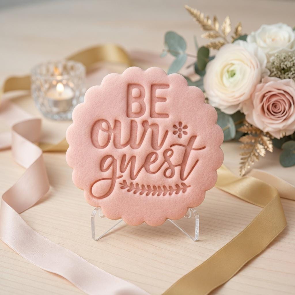 Be Our Guest Cookie Cutter & Stamp, Wedding Reception Cookie Mold, Bridal Shower Fondant Cookie Stamp