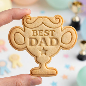 Best Dad Trophy Cookie Cutter, Father's Day Mustache Stamp, Polymer Clay Cutter, Dad Birthday Award Mold, Trophy Plaque, Polyclay