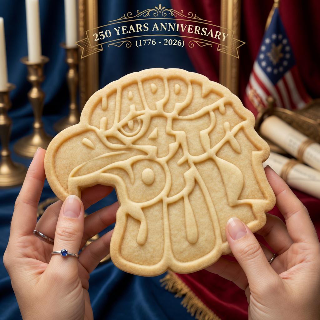 Happy 4th of July Cookie Eagle Cutter and Stamp, Independence Day 1776-2026 Cookie Cutter, America 250th Stamp