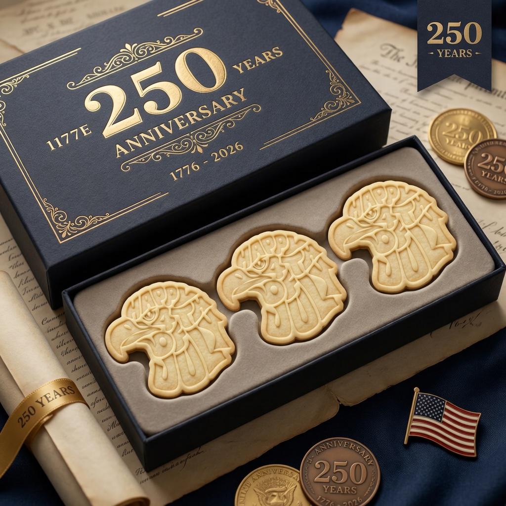 Happy 4th of July Cookie Eagle Cutter and Stamp, Independence Day 1776-2026 Cookie Cutter, America 250th Stamp