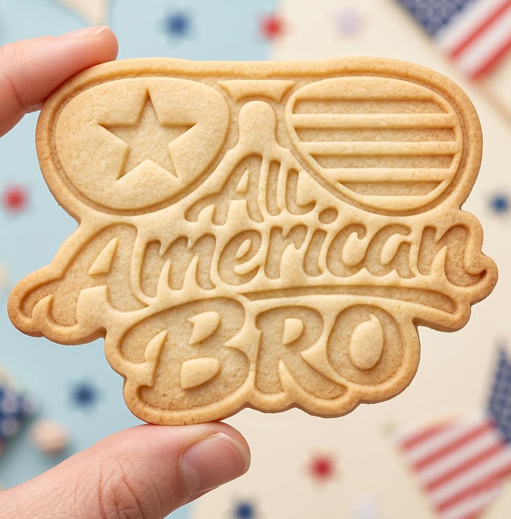All American Bro Cookie Cutter, Patriotic Sunglasses Stamp, Polymer Clay Cutter, 4th of July Men's Gift Mold, Round Plaque, Polyclay DIY