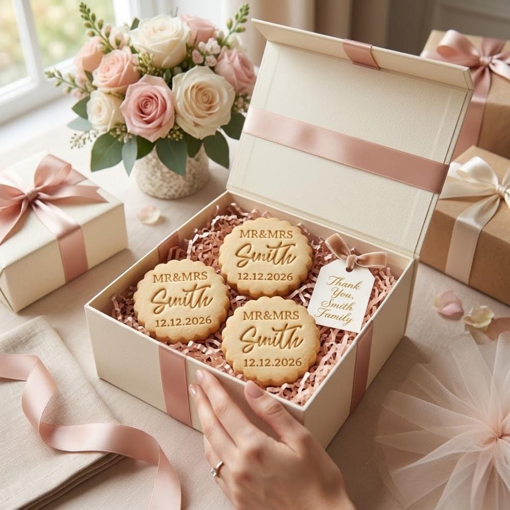 Custom Name & Date Wedding Cookie Cutter and Stamp, Bridal Shower Cookie Cutter, Engagement Cookie Stamp, Wedding Anniversary Gift
