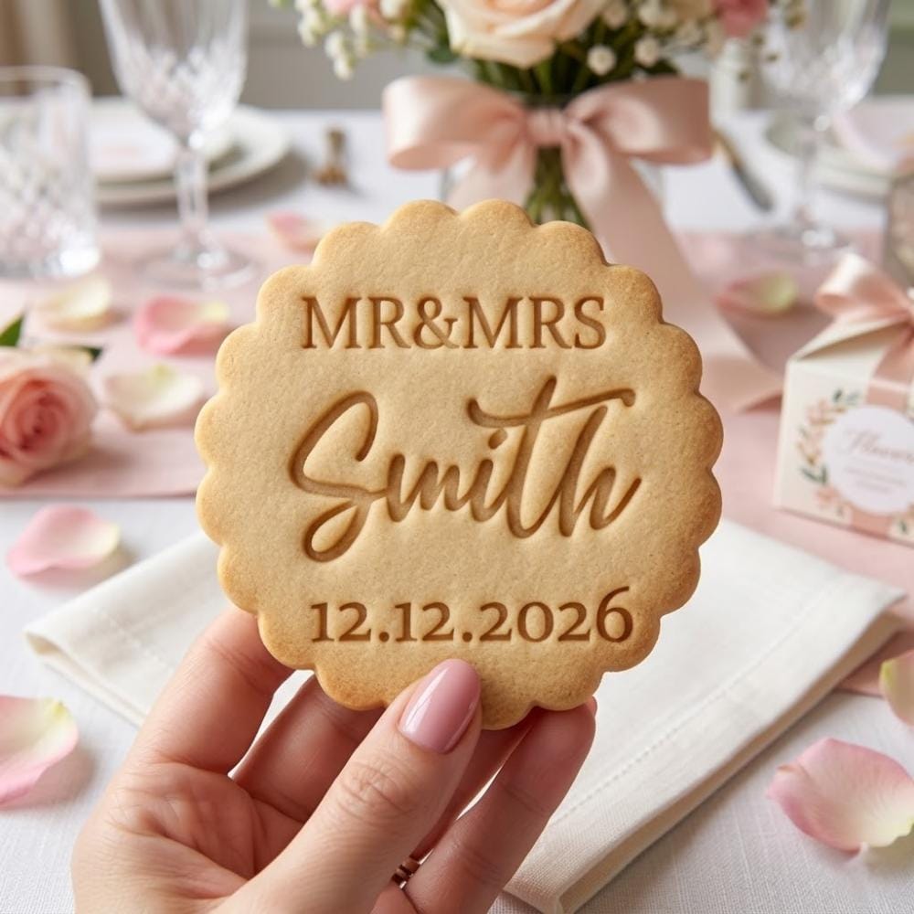 Custom Name & Date Wedding Cookie Cutter and Stamp, Bridal Shower Cookie Cutter, Engagement Cookie Stamp, Wedding Anniversary Gift