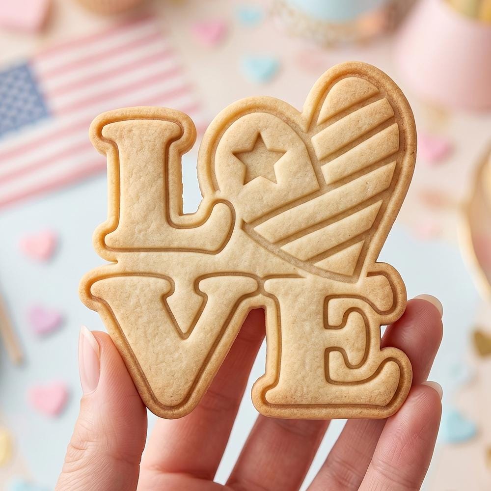 Patriotic Love Cookie Cutter, USA Flag Heart Stamp, Polymer Clay Cutter, 4th of July Celebration Mold, American Love Plaque, Polyclay