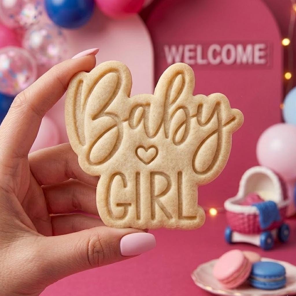 BABY Girl Text Cookie Cutter Stamp, Baby Gift, Baby Shower Cutter, Custom Cookie Stamp, Birthday Baking, Happy Birthday, 1st Birthday Cookie