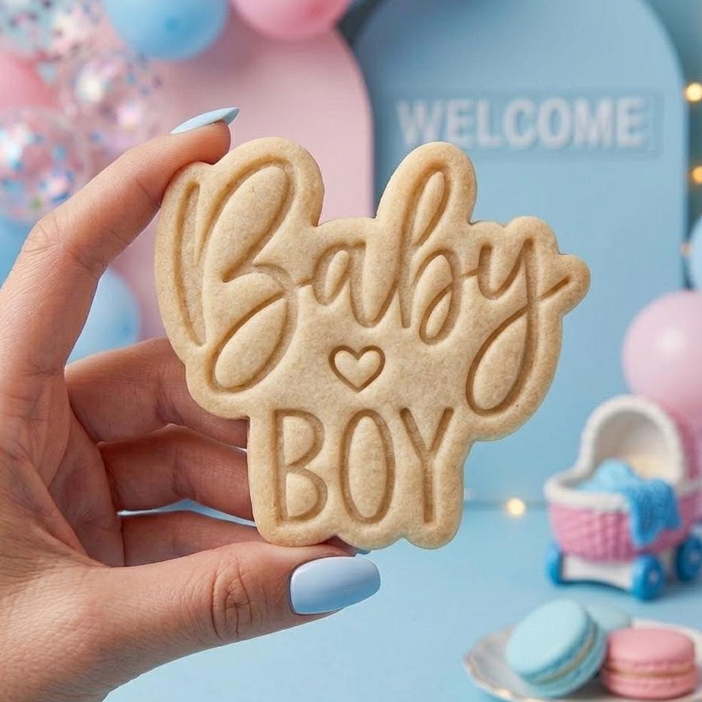 BABY Boy Cookie Cutter Stamp, Baby Gift, Baby Shower Cutter, Custom Cookie Stamp, Birthday Baking, Happy Birthday, 1st Birthday Cookie